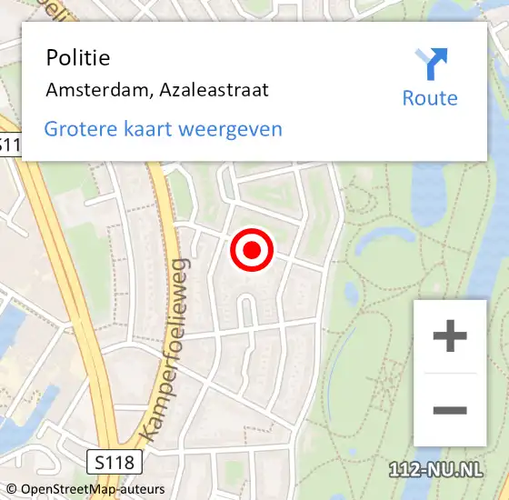 Locatie op kaart van de 112 melding: Politie Amsterdam, Azaleastraat op 14 april 2016 12:56