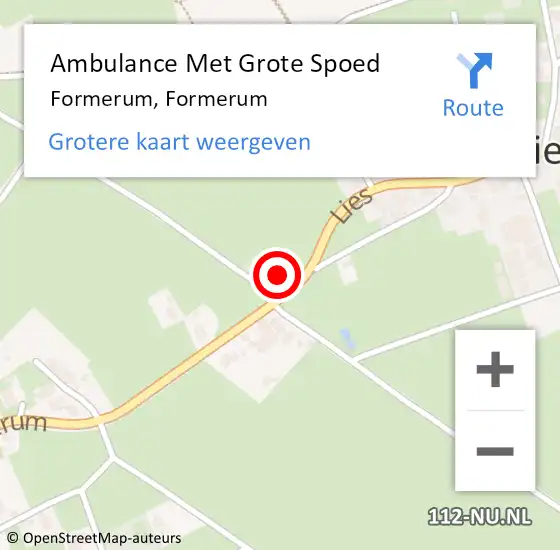 Locatie op kaart van de 112 melding: Ambulance Met Grote Spoed Naar Formerum, Formerum op 14 april 2016 13:08
