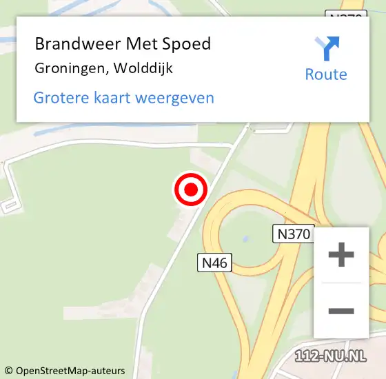 Locatie op kaart van de 112 melding: Brandweer Met Spoed Naar Groningen, Wolddijk op 14 april 2016 13:08