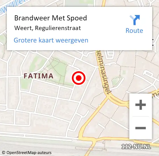 Locatie op kaart van de 112 melding: Brandweer Met Spoed Naar Weert, Regulierenstraat op 14 april 2016 13:17