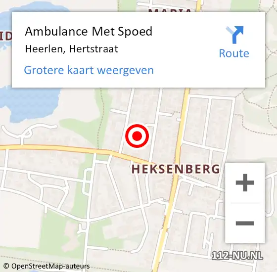 Locatie op kaart van de 112 melding: Ambulance Met Spoed Naar Heerlen, Hertstraat op 11 december 2013 22:52