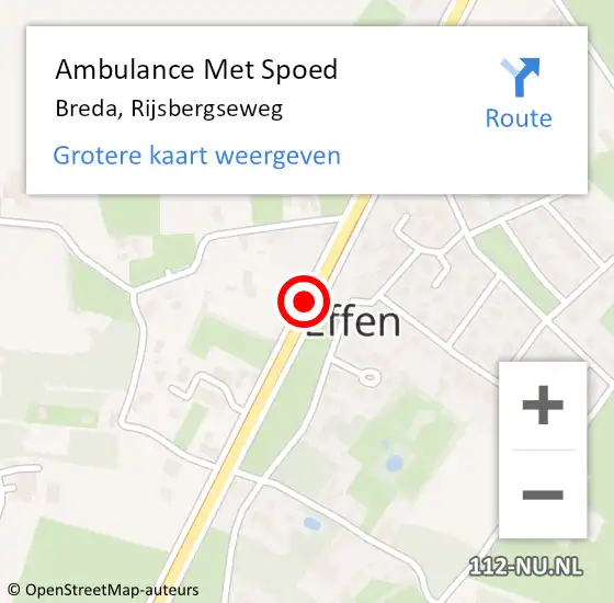 Locatie op kaart van de 112 melding: Ambulance Met Spoed Naar Breda, Rijsbergseweg op 14 april 2016 14:06