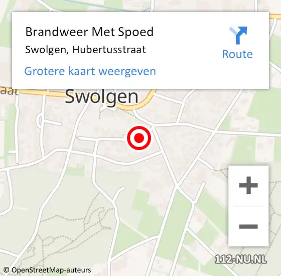 Locatie op kaart van de 112 melding: Brandweer Met Spoed Naar Swolgen, Hubertusstraat op 14 april 2016 14:22