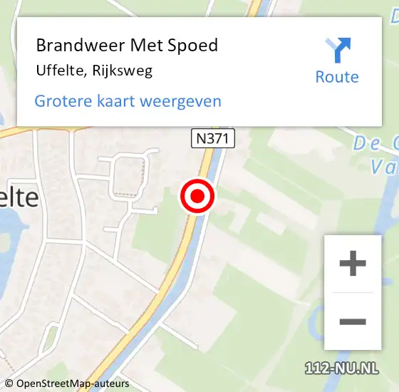 Locatie op kaart van de 112 melding: Brandweer Met Spoed Naar Uffelte, Rijksweg op 14 april 2016 14:41