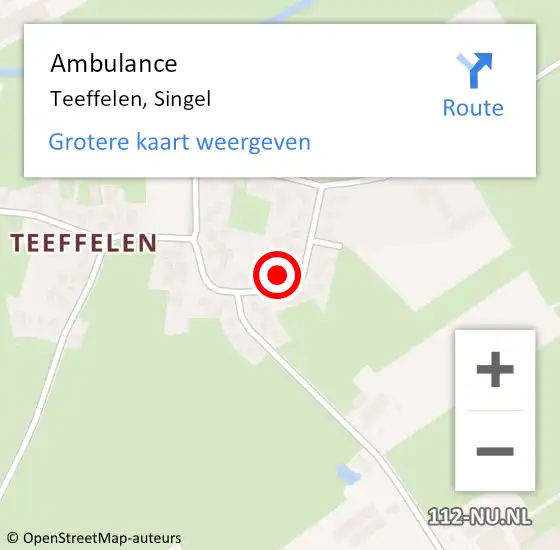 Locatie op kaart van de 112 melding: Ambulance Teeffelen, Singel op 14 april 2016 14:54