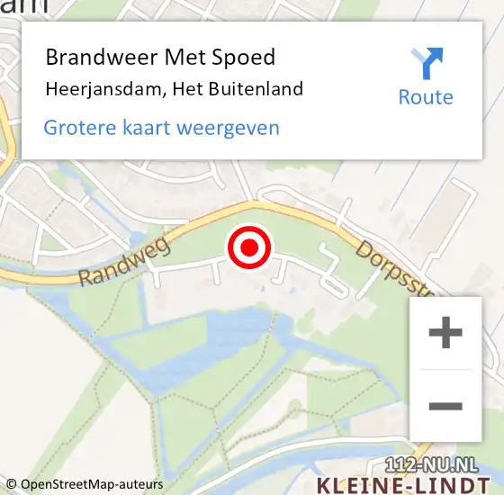 Locatie op kaart van de 112 melding: Brandweer Met Spoed Naar Heerjansdam, Het Buitenland op 14 april 2016 15:33