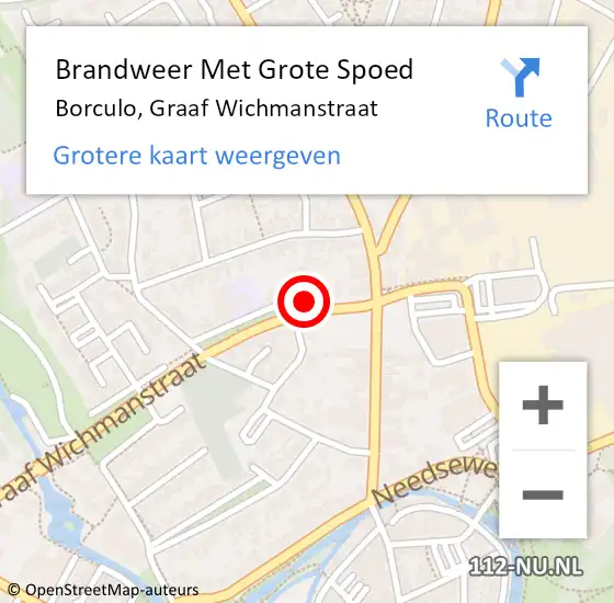 Locatie op kaart van de 112 melding: Brandweer Met Grote Spoed Naar Borculo, Graaf Wichmanstraat op 14 april 2016 15:49