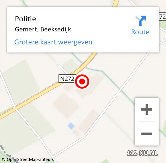 Locatie op kaart van de 112 melding: Politie Gemert, Beeksedijk op 14 april 2016 16:51