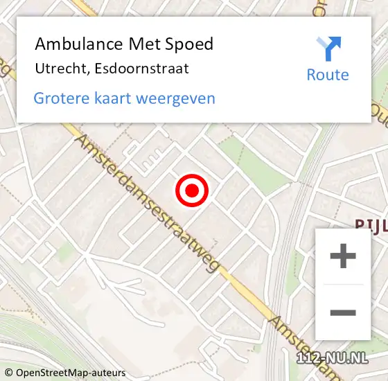 Locatie op kaart van de 112 melding: Ambulance Met Spoed Naar Utrecht, Esdoornstraat op 14 april 2016 17:42