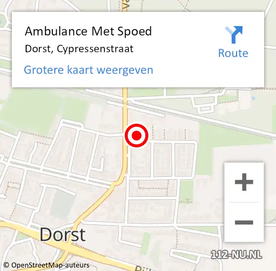 Locatie op kaart van de 112 melding: Ambulance Met Spoed Naar Dorst, Cypressenstraat op 14 april 2016 18:22