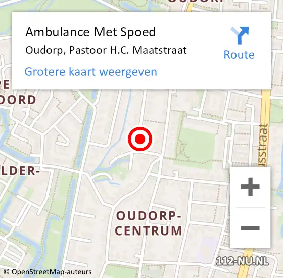 Locatie op kaart van de 112 melding: Ambulance Met Spoed Naar Oudorp, Pastoor H.C. Maatstraat op 14 april 2016 18:31