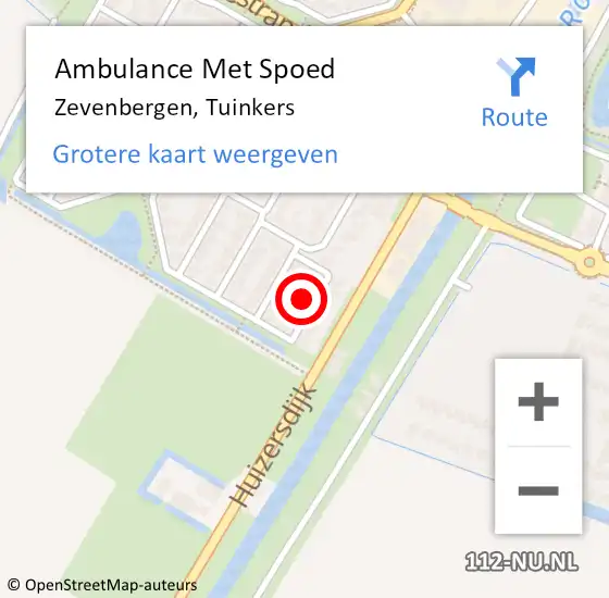 Locatie op kaart van de 112 melding: Ambulance Met Spoed Naar Zevenbergen, Tuinkers op 14 april 2016 19:33