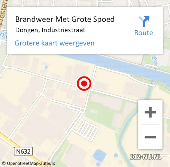 Locatie op kaart van de 112 melding: Brandweer Met Grote Spoed Naar Dongen, Industriestraat op 14 april 2016 19:44