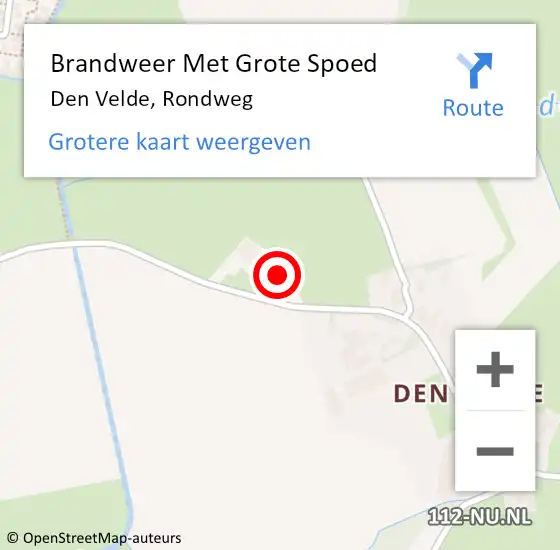 Locatie op kaart van de 112 melding: Brandweer Met Grote Spoed Naar Den Velde, Rondweg op 14 april 2016 20:13