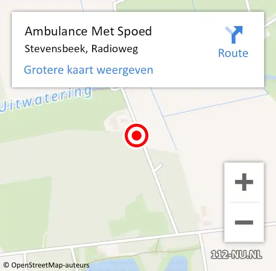 Locatie op kaart van de 112 melding: Ambulance Met Spoed Naar Stevensbeek, Radioweg op 14 april 2016 20:17