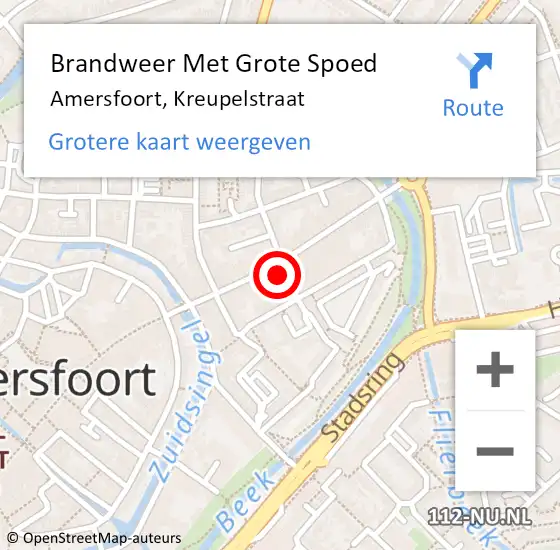 Locatie op kaart van de 112 melding: Brandweer Met Grote Spoed Naar Amersfoort, Kreupelstraat op 14 april 2016 20:22