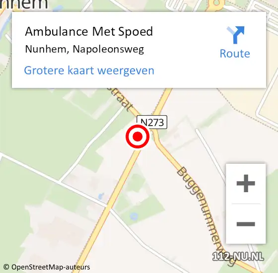 Locatie op kaart van de 112 melding: Ambulance Met Spoed Naar Nunhem, Napoleonsweg op 14 april 2016 20:54