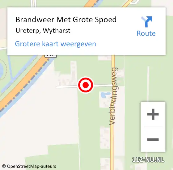 Locatie op kaart van de 112 melding: Brandweer Met Grote Spoed Naar Ureterp, Wytharst op 14 april 2016 21:00