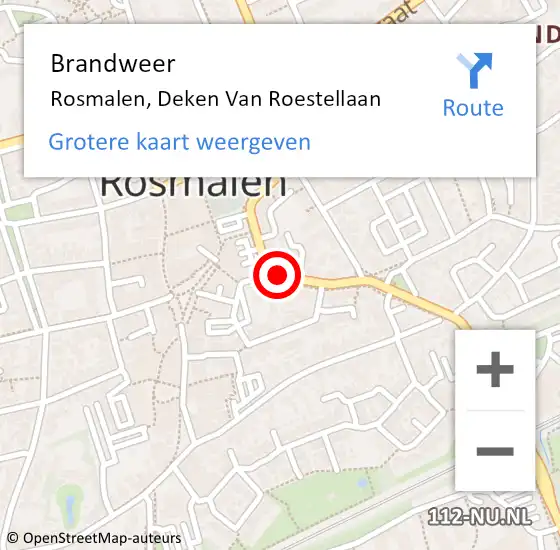 Locatie op kaart van de 112 melding: Brandweer Rosmalen, Deken Van Roestellaan op 14 april 2016 21:06