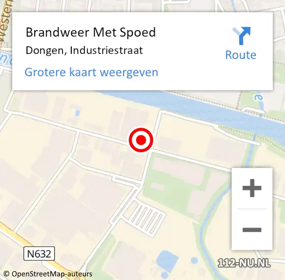 Locatie op kaart van de 112 melding: Brandweer Met Spoed Naar Dongen, Industriestraat op 14 april 2016 22:13