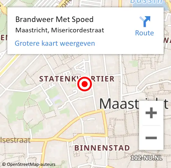 Locatie op kaart van de 112 melding: Brandweer Met Spoed Naar Maastricht, Misericordestraat op 14 april 2016 22:52