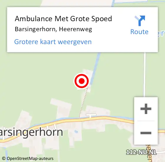 Locatie op kaart van de 112 melding: Ambulance Met Grote Spoed Naar Barsingerhorn, Heerenweg op 14 april 2016 23:45