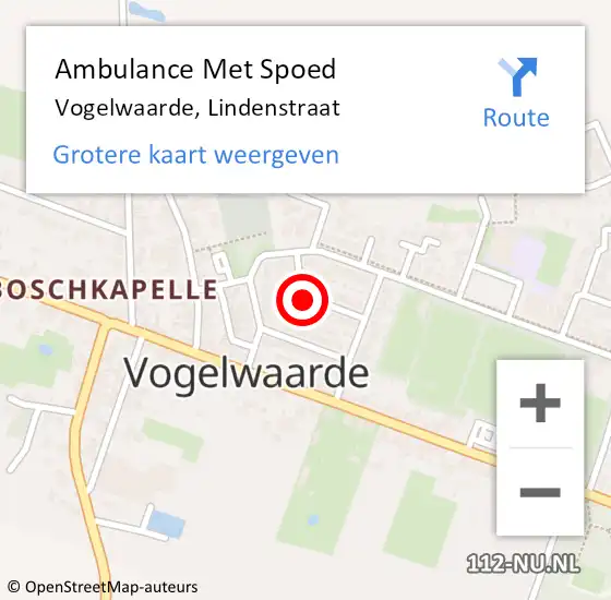 Locatie op kaart van de 112 melding: Ambulance Met Spoed Naar Vogelwaarde, Lindenstraat op 15 april 2016 02:08