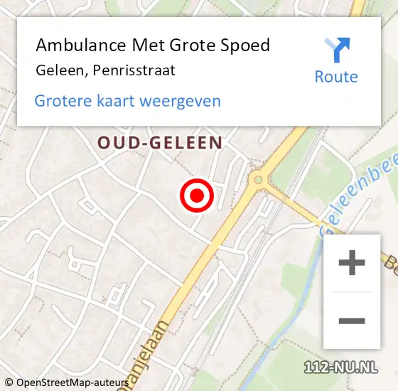 Locatie op kaart van de 112 melding: Ambulance Met Grote Spoed Naar Geleen, Penrisstraat op 15 september 2013 20:02