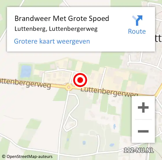 Locatie op kaart van de 112 melding: Brandweer Met Grote Spoed Naar Luttenberg, Luttenbergerweg op 15 april 2016 02:45