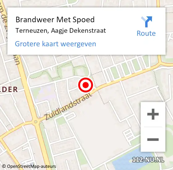 Locatie op kaart van de 112 melding: Brandweer Met Spoed Naar Terneuzen, Aagje Dekenstraat op 12 december 2013 01:00