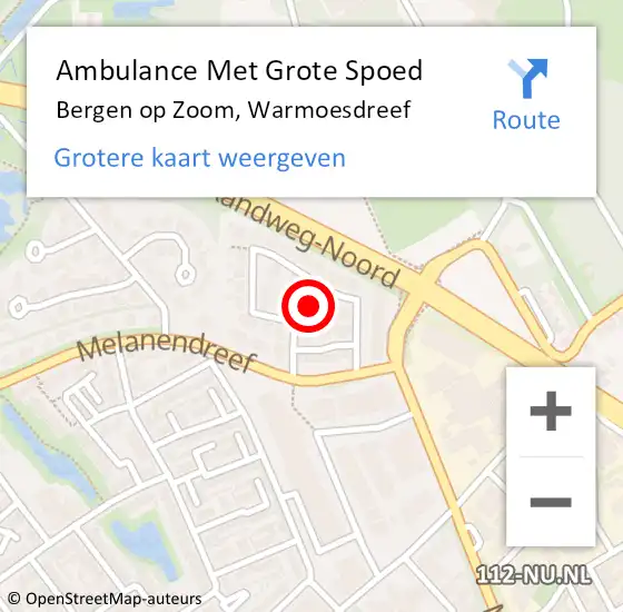 Locatie op kaart van de 112 melding: Ambulance Met Grote Spoed Naar Bergen op Zoom, Warmoesdreef op 15 april 2016 08:33