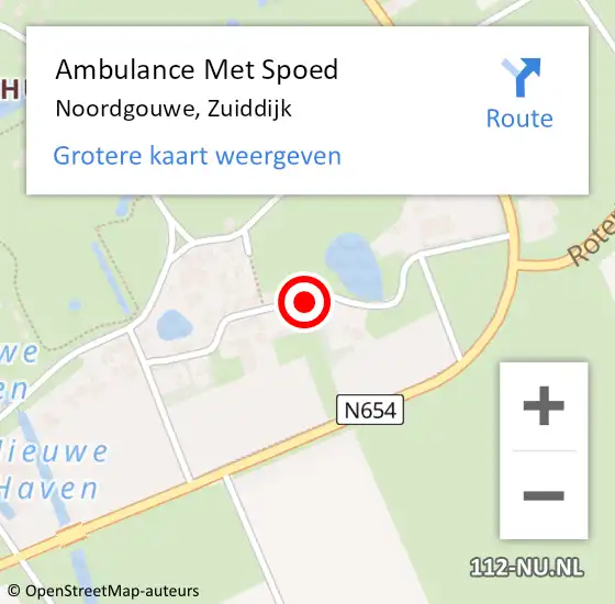 Locatie op kaart van de 112 melding: Ambulance Met Spoed Naar Noordgouwe, Zuiddijk op 15 april 2016 09:17
