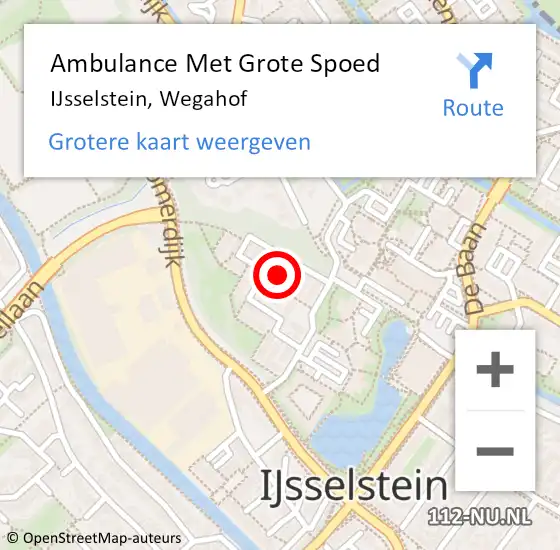 Locatie op kaart van de 112 melding: Ambulance Met Grote Spoed Naar IJsselstein, Wegahof op 15 april 2016 09:18