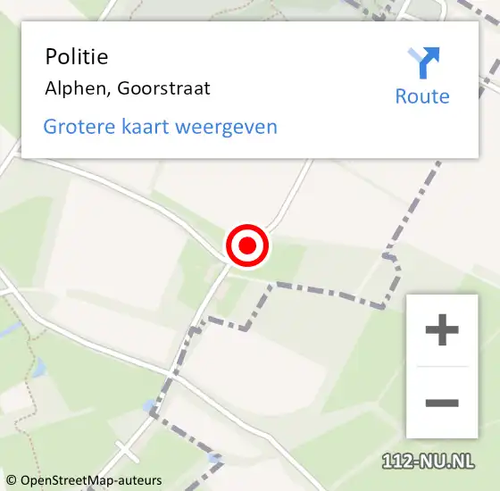 Locatie op kaart van de 112 melding: Politie Alphen, Goorstraat op 15 april 2016 09:26