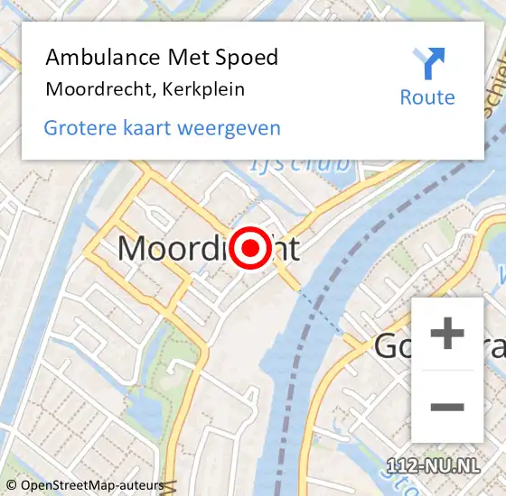 Locatie op kaart van de 112 melding: Ambulance Met Spoed Naar Moordrecht, Kerkplein op 15 april 2016 11:44