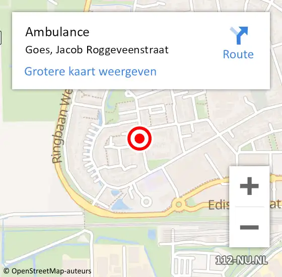 Locatie op kaart van de 112 melding: Ambulance Goes, Jacob Roggeveenstraat op 15 april 2016 12:02