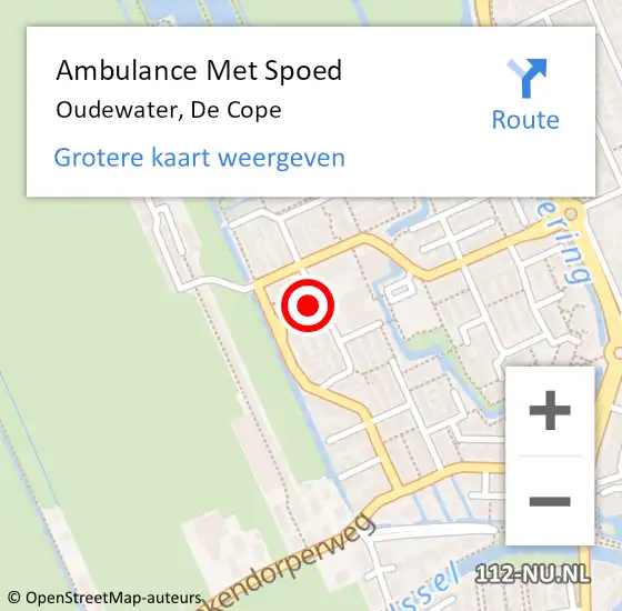 Locatie op kaart van de 112 melding: Ambulance Met Spoed Naar Oudewater, De Cope op 15 april 2016 12:52