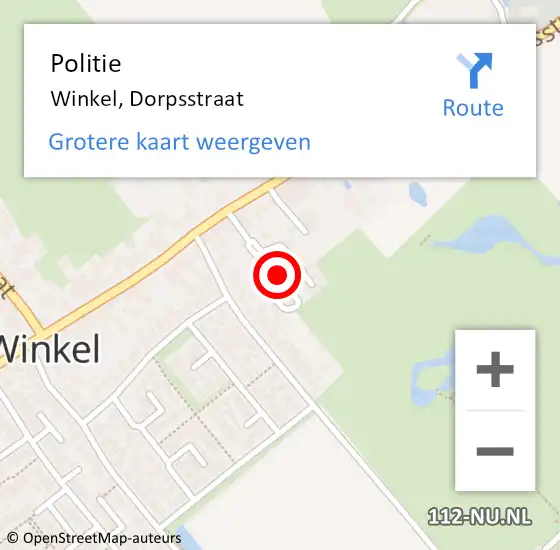 Locatie op kaart van de 112 melding: Politie Winkel, Dorpsstraat op 15 april 2016 12:54