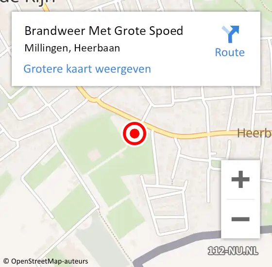 Locatie op kaart van de 112 melding: Brandweer Met Grote Spoed Naar Millingen, Heerbaan op 15 april 2016 14:00