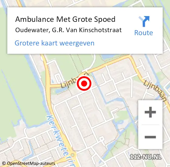 Locatie op kaart van de 112 melding: Ambulance Met Grote Spoed Naar Oudewater, G.R. Van Kinschotstraat op 15 april 2016 15:24