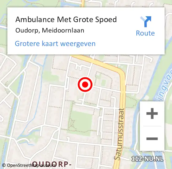 Locatie op kaart van de 112 melding: Ambulance Met Grote Spoed Naar Oudorp, Meidoornlaan op 15 april 2016 15:25