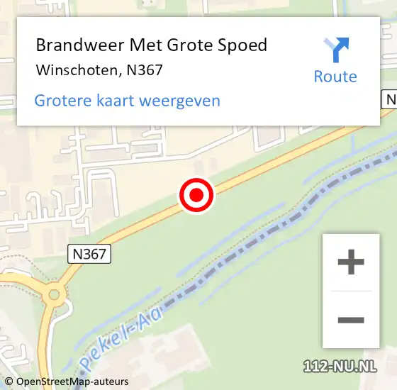 Locatie op kaart van de 112 melding: Brandweer Met Grote Spoed Naar Winschoten, N367 op 15 april 2016 15:27