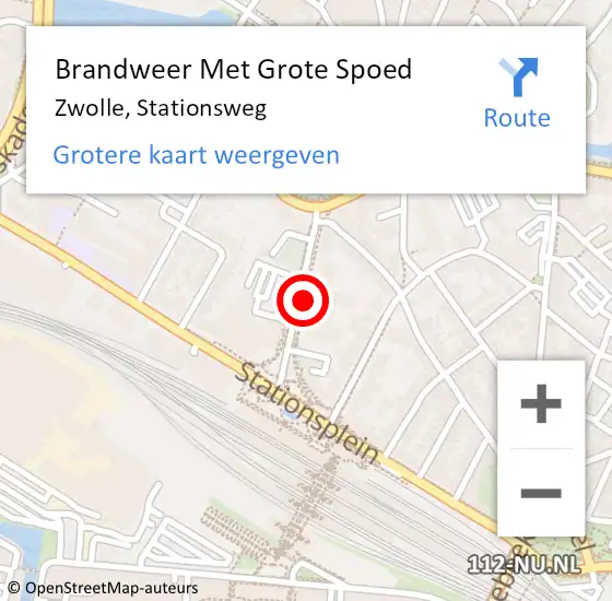 Locatie op kaart van de 112 melding: Brandweer Met Grote Spoed Naar Zwolle, Stationsweg op 15 april 2016 17:12