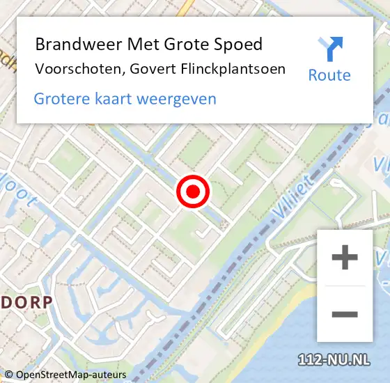 Locatie op kaart van de 112 melding: Brandweer Met Grote Spoed Naar Voorschoten, Govert Flinckplantsoen op 15 april 2016 17:12