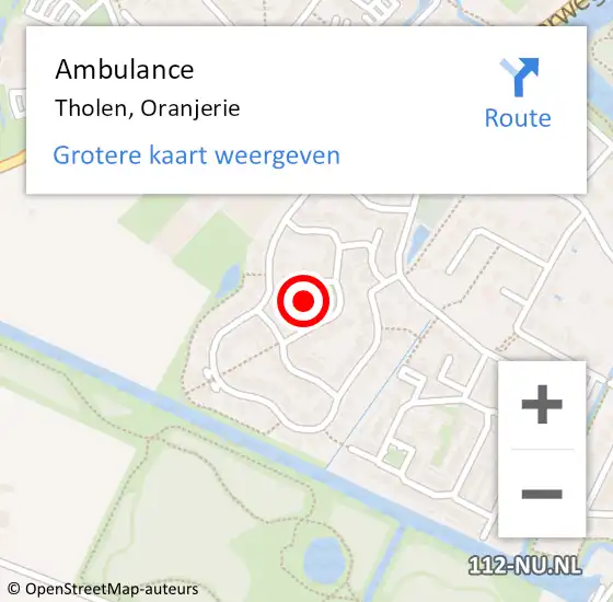 Locatie op kaart van de 112 melding: Ambulance Tholen, Oranjerie op 15 april 2016 17:36