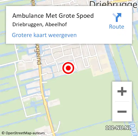 Locatie op kaart van de 112 melding: Ambulance Met Grote Spoed Naar Driebruggen, Abeelhof op 15 april 2016 18:10