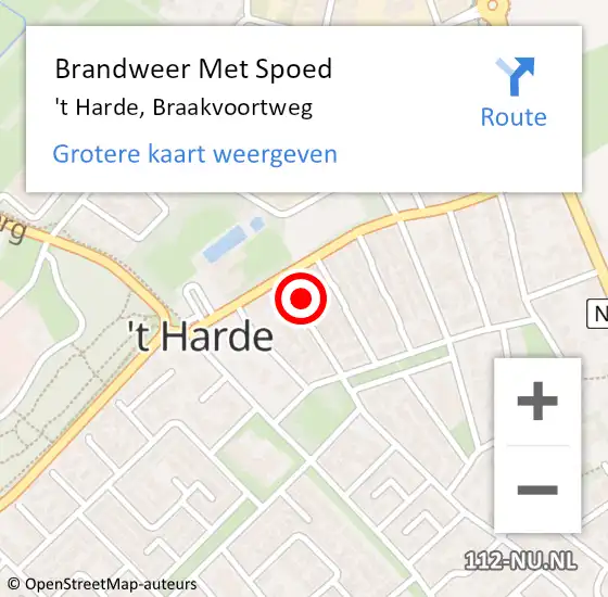 Locatie op kaart van de 112 melding: Brandweer Met Spoed Naar 't Harde, Braakvoortweg op 15 april 2016 18:14