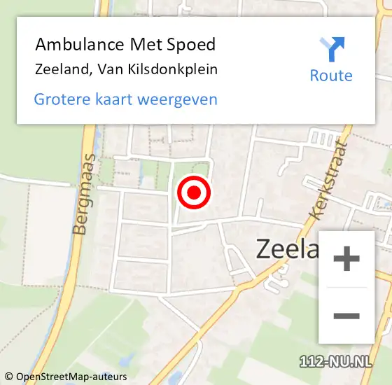 Locatie op kaart van de 112 melding: Ambulance Met Spoed Naar Zeeland, Van Kilsdonkplein op 15 april 2016 18:38