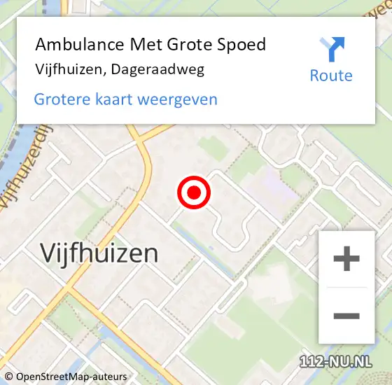 Locatie op kaart van de 112 melding: Ambulance Met Grote Spoed Naar Vijfhuizen, Dageraadweg op 15 april 2016 19:24
