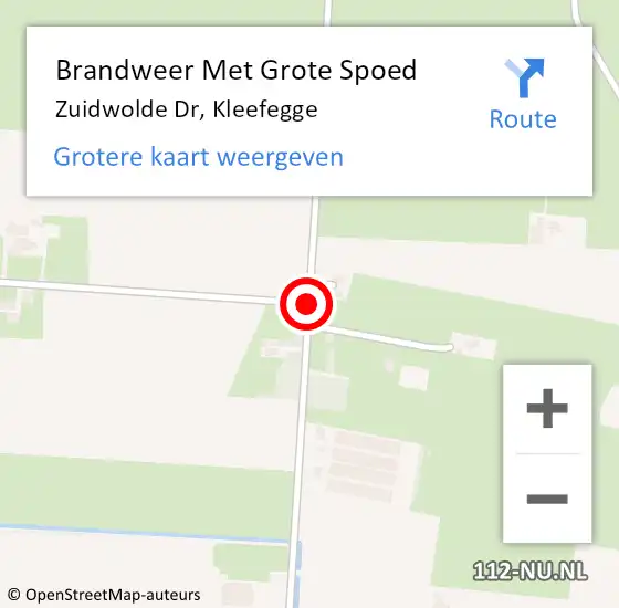 Locatie op kaart van de 112 melding: Brandweer Met Grote Spoed Naar Zuidwolde Dr, Kleefegge op 12 december 2013 05:08